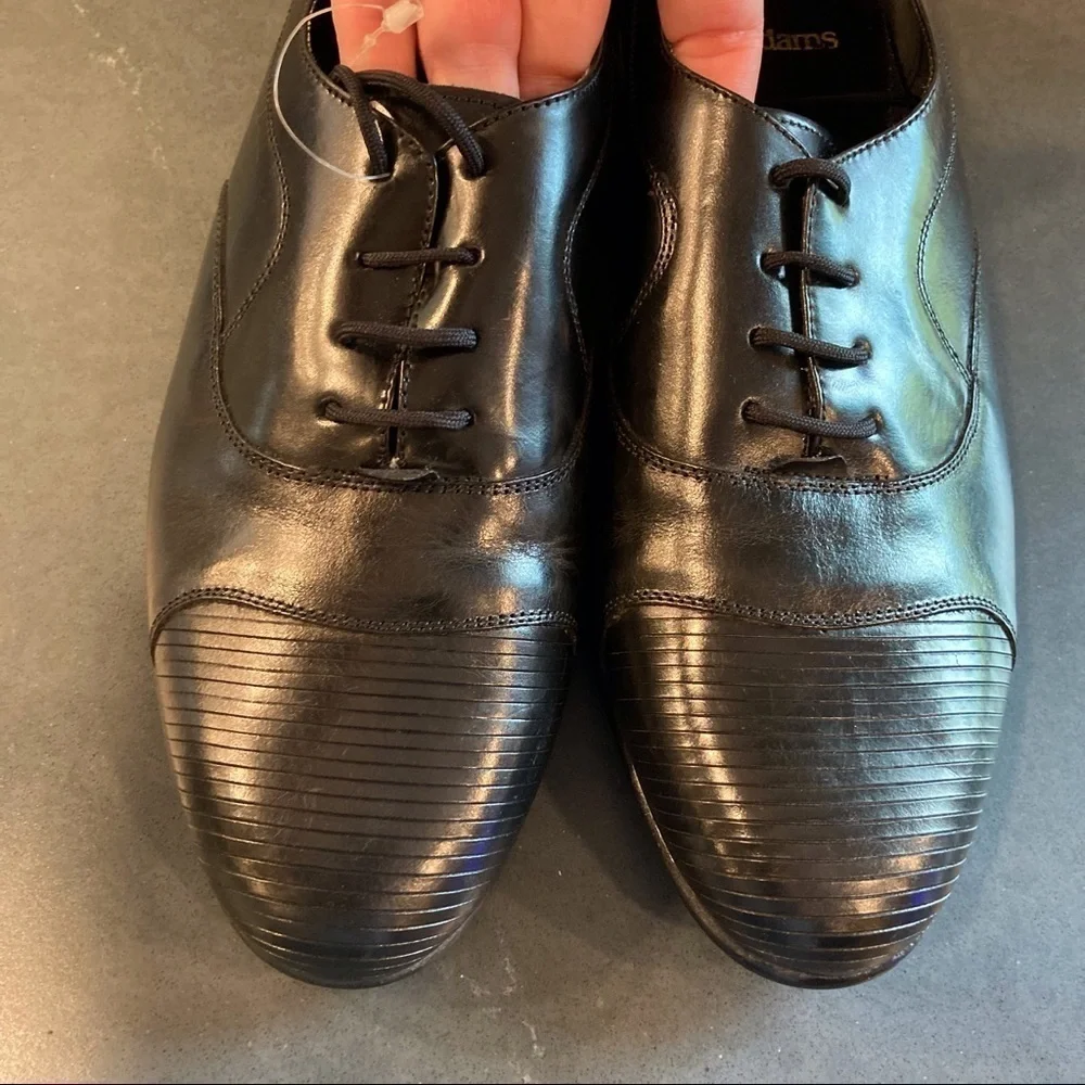 Stacy Adams sz 10 black leather cap toe derby shoes dress shoes
